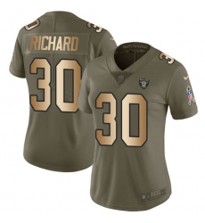 Women's Nike Oakland Raiders #30 Jalen Richard Limited Olive/Gold 2017 Salute to Service NFL Jersey
