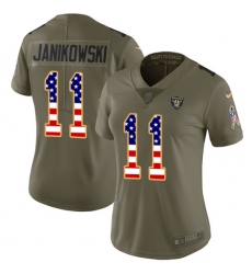 Women's Nike Oakland Raiders #11 Sebastian Janikowski Limited Olive/USA Flag 2017 Salute to Service NFL Jersey
