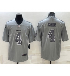 Men's Las Vegas Raiders #4 Derek Carr LOGO Grey Atmosphere Fashion 2022 Vapor Untouchable Stitched Limited Jersey