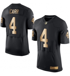 Men's Nike Oakland Raiders #4 Derek Carr Elite Black/Gold Team Color NFL Jersey