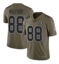 Youth Nike Oakland Raiders #88 Clive Walford Limited Olive 2017 Salute to Service NFL Jersey