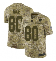 Youth Nike Oakland Raiders #80 Jerry Rice Limited Camo 2018 Salute to Service NFL Jersey
