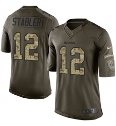 Men's Nike Oakland Raiders #12 Kenny Stabler Elite Green Salute to Service NFL Jersey