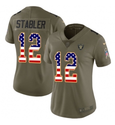 Women's Nike Oakland Raiders #12 Kenny Stabler Limited Olive/USA Flag 2017 Salute to Service NFL Jersey
