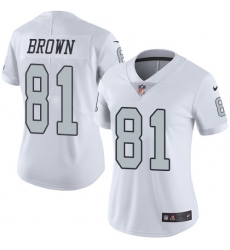 Women's Nike Oakland Raiders #81 Tim Brown Limited White Rush Vapor Untouchable NFL Jersey