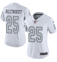 Women's Nike Oakland Raiders #25 Fred Biletnikoff Limited White Rush Vapor Untouchable NFL Jersey