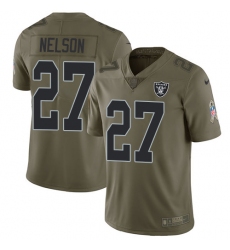 Men's Nike Oakland Raiders #27 Reggie Nelson Limited Olive 2017 Salute to Service NFL Jersey
