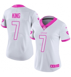 Women's Nike Oakland Raiders #7 Marquette King Limited White/Pink Rush Fashion NFL Jersey