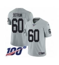 Men's Oakland Raiders #60 Otis Sistrunk Limited Silver Inverted Legend 100th Season Football Jersey