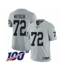 Men's Oakland Raiders #72 John Matuszak Limited Silver Inverted Legend 100th Season Football Jersey