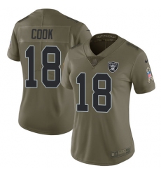 Women's Nike Oakland Raiders #18 Connor Cook Limited Olive 2017 Salute to Service NFL Jersey