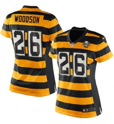 Women's Nike Pittsburgh Steelers #26 Rod Woodson Limited Yellow/Black Alternate 80TH Anniversary Throwback NFL Jersey