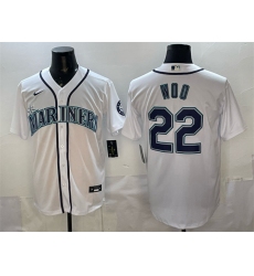 Men's Seattle Mariners #22 Bryan Woo White Cool Base Stitched Baseball Jersey
