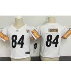 Toddler Pittsburgh Steelers #84 Antonio Brown White Road Stitched NFL Nike Game Jersey