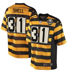 Men's Nike Pittsburgh Steelers #31 Donnie Shell Limited Yellow/Black Alternate 80TH Anniversary Throwback NFL Jersey