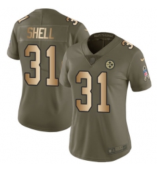 Women's Nike Pittsburgh Steelers #31 Donnie Shell Limited Olive/Gold 2017 Salute to Service NFL Jersey