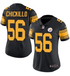Women's Nike Pittsburgh Steelers #56 Anthony Chickillo Limited Black Rush Vapor Untouchable NFL Jersey