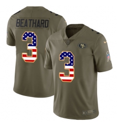 Youth Nike San Francisco 49ers #3 C. J. Beathard Limited Olive/USA Flag 2017 Salute to Service NFL Jersey