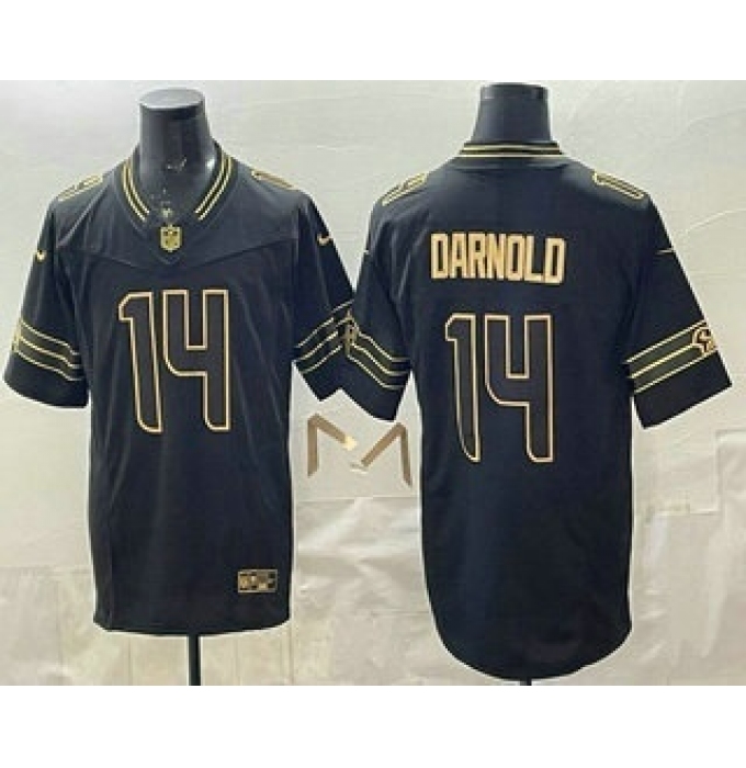 Men's Seattle Seahawks #14 Sam Darnold Limited Black Gold FUSE Vapor Jersey