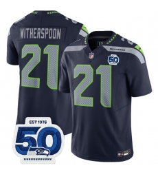 Men's Seattle Seahawks #21 Devon Witherspoon Navy 2025 F.U.S.E. 50th Anniversary Vapor Limited Football Stitched Jersey