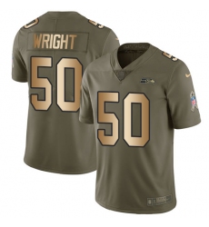 Men's Nike Seattle Seahawks #50 K.J. Wright Limited Olive/Gold 2017 Salute to Service NFL Jersey