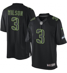 Men's Nike Seattle Seahawks #3 Russell Wilson Limited Black Impact NFL Jersey