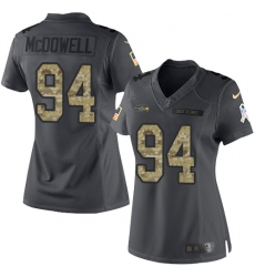 Women's Nike Seattle Seahawks #94 Malik McDowell Limited Black 2016 Salute to Service NFL Jersey