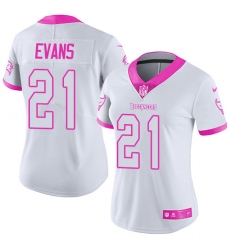 Women's Nike Tampa Bay Buccaneers #21 Justin Evans Limited White/Pink Rush Fashion NFL Jersey