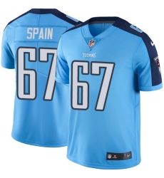 Men's Nike Tennessee Titans #67 Quinton Spain Limited Light Blue Rush Vapor Untouchable NFL Jersey