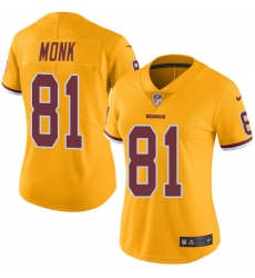 Women's Nike Washington Redskins #81 Art Monk Limited Gold Rush Vapor Untouchable NFL Jersey
