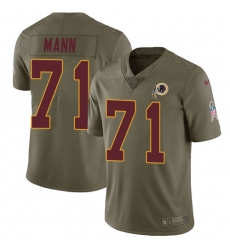 Men's Nike Washington Redskins #71 Charles Mann Limited Olive 2017 Salute to Service NFL Jersey
