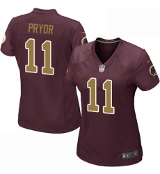 Women's Nike Washington Redskins #11 Terrelle Pryor Game Burgundy Red/Gold Number Alternate 80TH Anniversary NFL Jersey