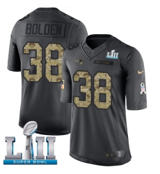 Youth Nike New England Patriots #38 Brandon Bolden Limited Black 2016 Salute to Service Super Bowl LII NFL Jersey