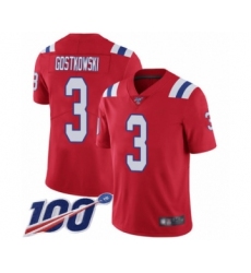 Men's New England Patriots #3 Stephen Gostkowski Red Alternate Vapor Untouchable Limited Player 100th Season Football Jersey