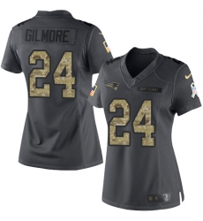 Women's Nike New England Patriots #24 Stephon Gilmore Limited Black 2016 Salute to Service NFL Jersey