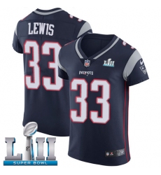 Men's Nike New England Patriots #33 Dion Lewis Navy Blue Team Color Vapor Untouchable Elite Player Super Bowl LII NFL Jersey