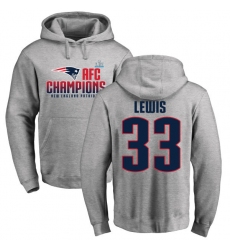 Nike New England Patriots #33 Dion Lewis Heather Gray 2017 AFC Champions Pullover Hoodie
