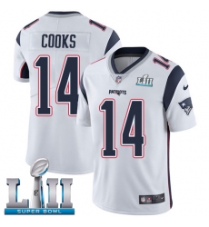 Men's Nike New England Patriots #14 Brandin Cooks White Vapor Untouchable Limited Player Super Bowl LII NFL Jersey