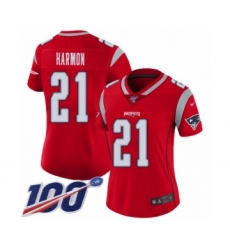 Women's New England Patriots #21 Duron Harmon Limited Red Inverted Legend 100th Season Football Jersey