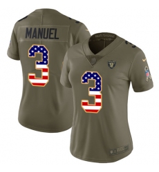 Women's Nike Oakland Raiders #3 E. J. Manuel Limited Olive/USA Flag 2017 Salute to Service NFL Jersey