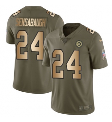 Men's Nike Pittsburgh Steelers #24 Coty Sensabaugh Limited Olive/Gold 2017 Salute to Service NFL Jersey