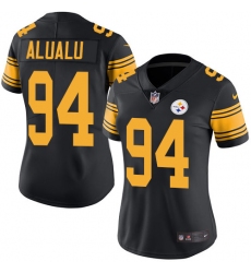 Women's Nike Pittsburgh Steelers #94 Tyson Alualu Limited Black Rush Vapor Untouchable NFL Jersey