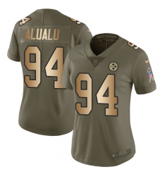 Women's Nike Pittsburgh Steelers #94 Tyson Alualu Limited Olive/Gold 2017 Salute to Service NFL Jersey