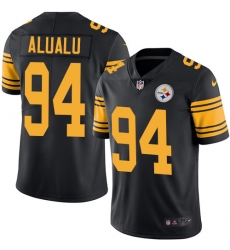 Youth Nike Pittsburgh Steelers #94 Tyson Alualu Limited Black Rush Vapor Untouchable NFL Jersey
