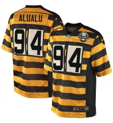Youth Nike Pittsburgh Steelers #94 Tyson Alualu Limited Yellow/Black Alternate 80TH Anniversary Throwback NFL Jersey