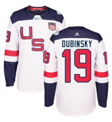 Youth Adidas Team USA #19 Brandon Dubinsky Authentic White Home 2016 World Cup Ice Hockey Jersey