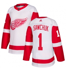 Women's Adidas Detroit Red Wings #1 Terry Sawchuk Authentic White Away NHL Jersey
