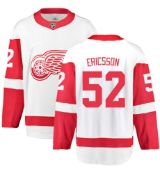 Youth Detroit Red Wings #52 Jonathan Ericsson Fanatics Branded White Away Breakaway NHL Jersey
