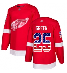 Men's Adidas Detroit Red Wings #25 Mike Green Authentic Red USA Flag Fashion NHL Jersey