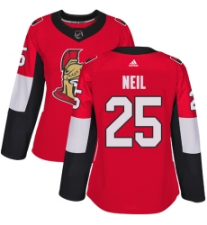 Women's Adidas Ottawa Senators #25 Chris Neil Premier Red Home NHL Jersey